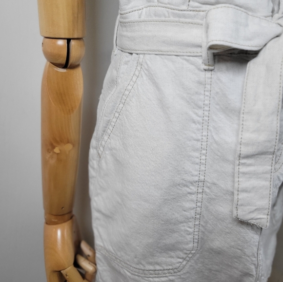 Free People Paper Bag Waist Cotton Linen Blend Spring and Summer Skirt Size 8 - Picture 3 of 10